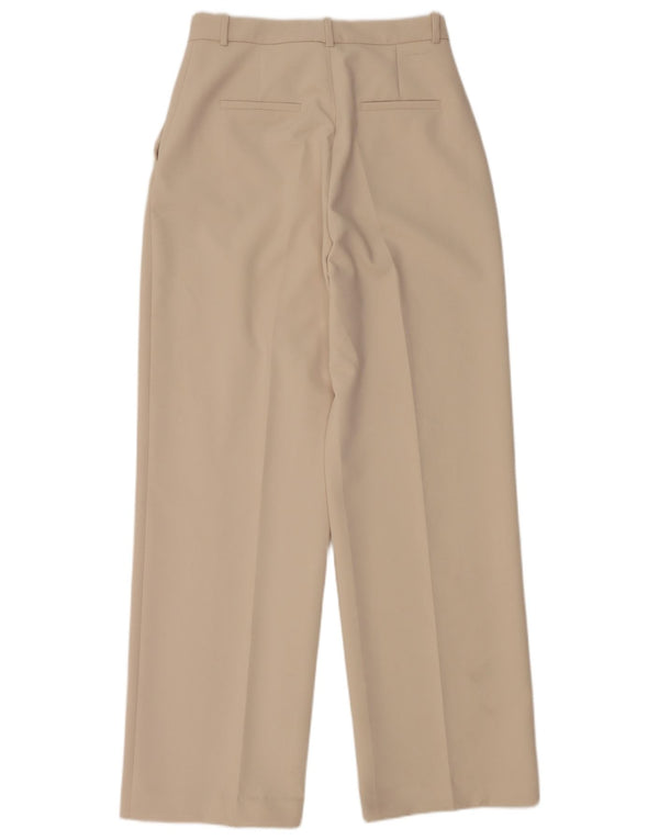 Zara Pantalon décontracté droit taille haute pour femme Medium W28 L31 Beige