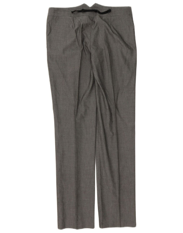 Sisley Pantalon de costume à chevilles pour femme IT 42 Medium W30 L32 Gris à fines rayures