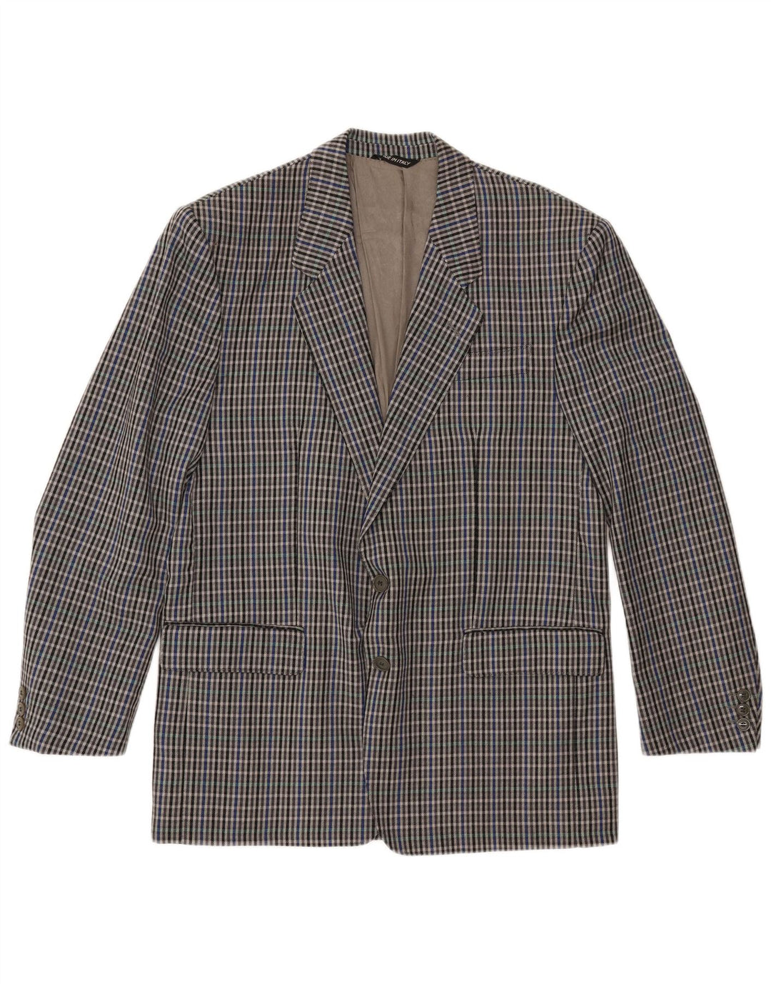 MARIO ZEGNA Veste Blazer 2 Boutons Homme IT 52 XL Laine à Carreaux Gris