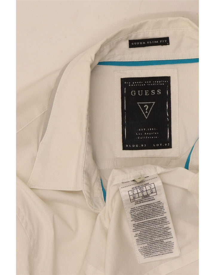 GUESS Chemise Slim Fit Homme Petit Blanc Coton