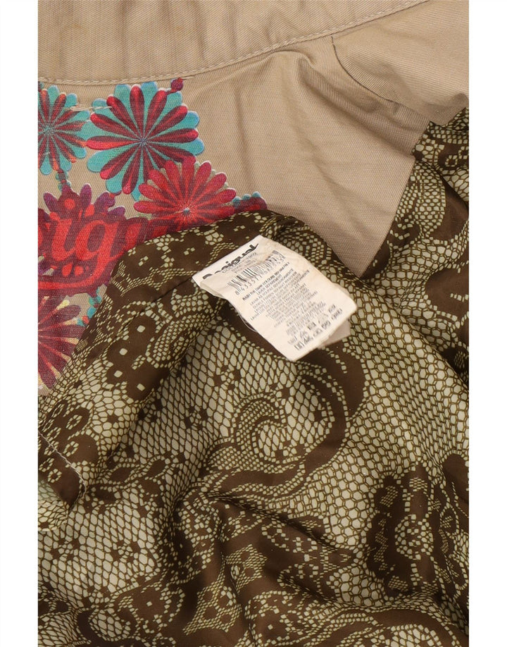 Desigual Trench-Coat Double Boutonnage Femme EU 38 Beige Moyen Floral