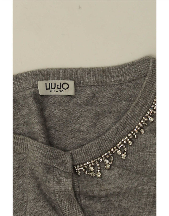 Liu Jo Cardigan court pour femme UK 42 Gris moyen