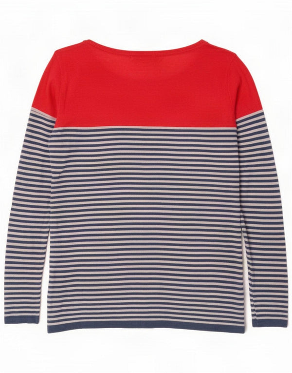 Crew Clothing Haut à manches longues pour femme UK 44 Grand lin rayé bleu
