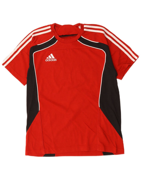 Adidas T-shirt graphique pour homme UK 36/38 Petit coton color block rouge