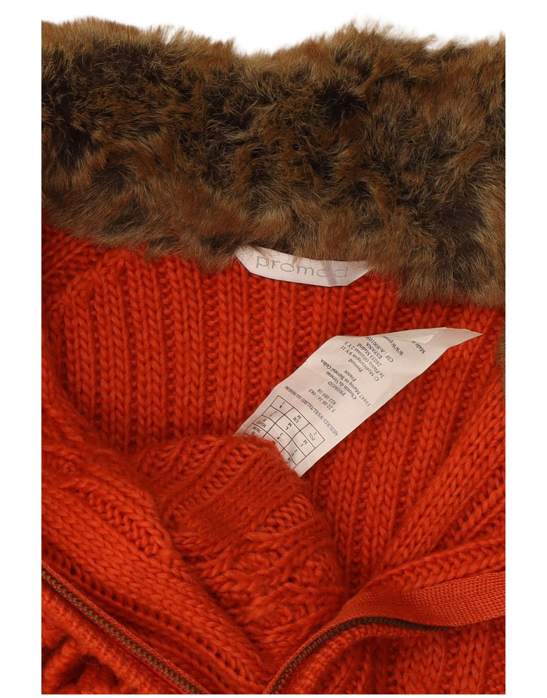 PROMOD Cardigan Femme Pull UK 12 Laine Orange Moyen