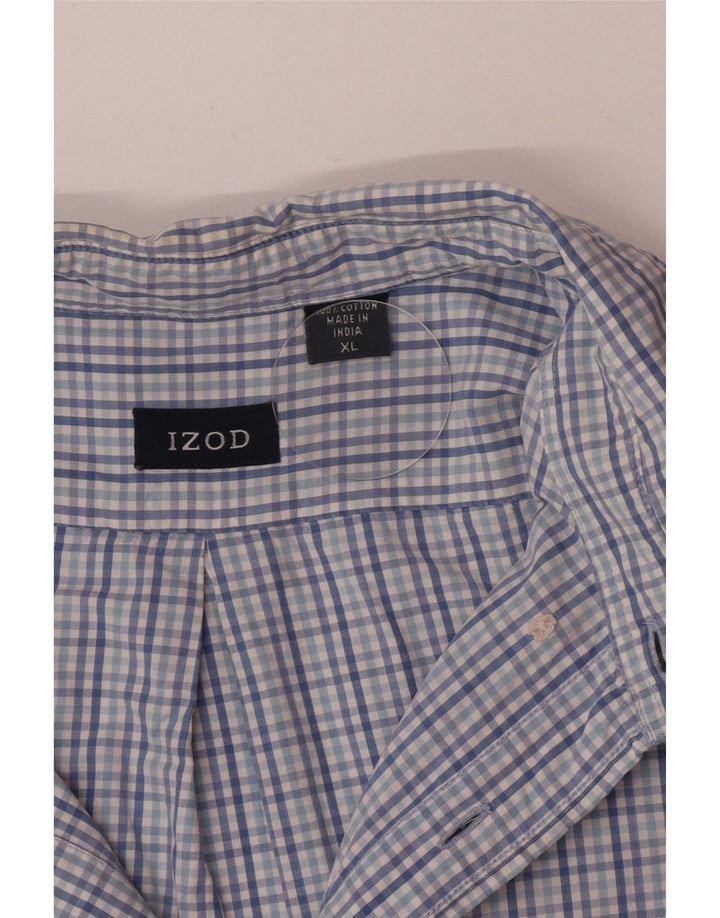 Izod Chemise à Manches Courtes Homme XL Bleu Carreaux Coton