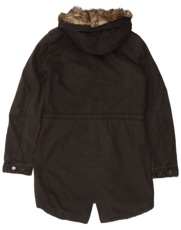FAT FACE Parka à capuche pour femme UK 8 Small Noir Coton