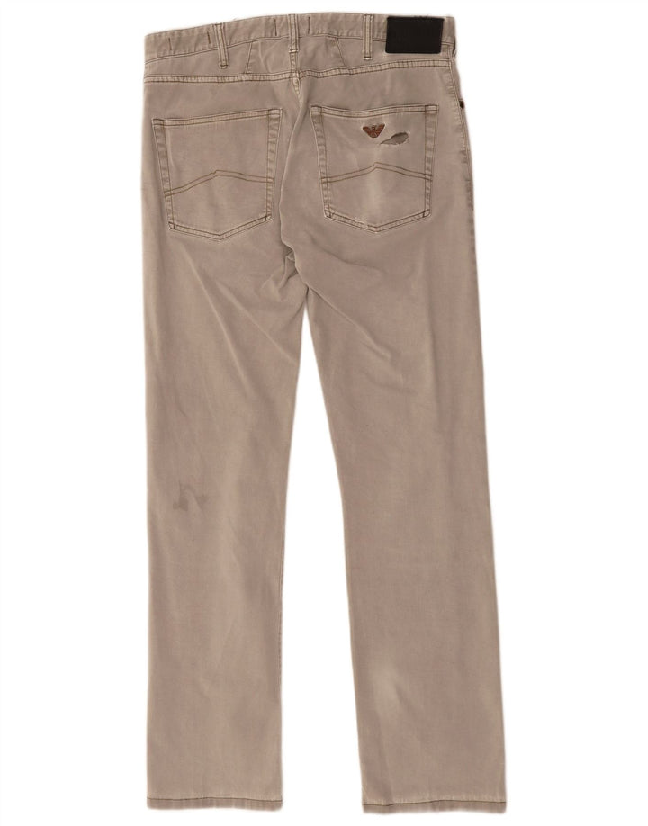 ARMANI Pantalon décontracté droit W32 L30 Gris Coton
