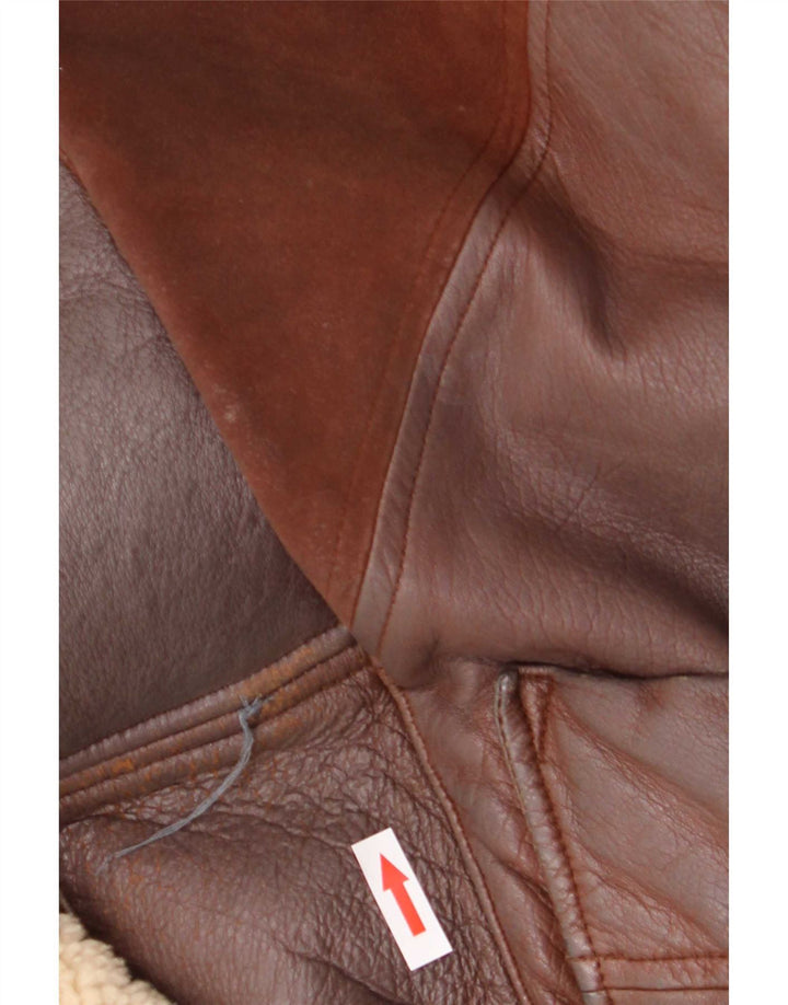 Maviche Manteau en cuir surdimensionné pour femme UK 12 Marron moyen Colourblock