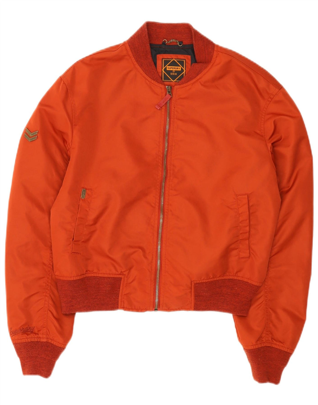 Superdry Veste Bomber Oversize Femme UK 8 Petit Nylon Rouge