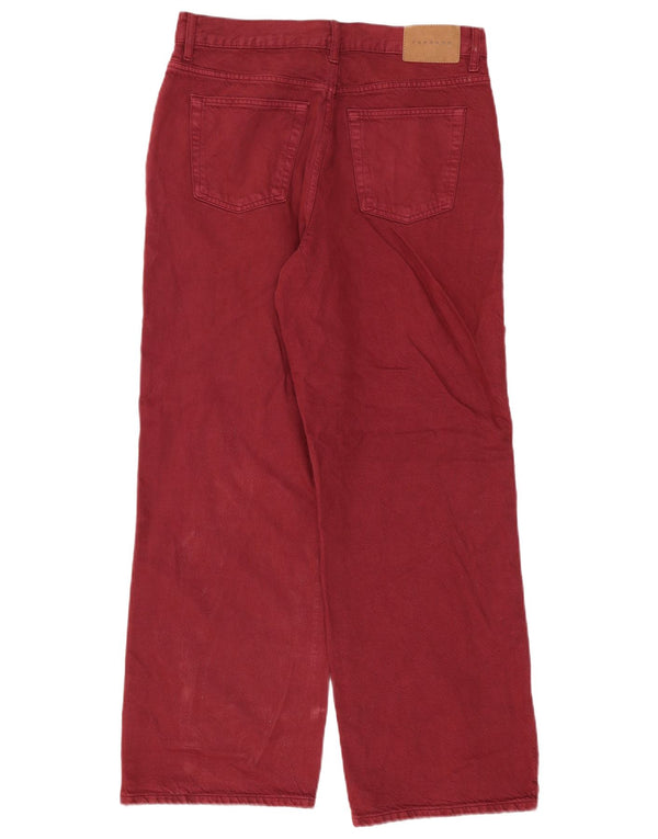 Topshop Jean ample taille haute pour femme UK 12 Medium W30 L32 Coton bordeaux