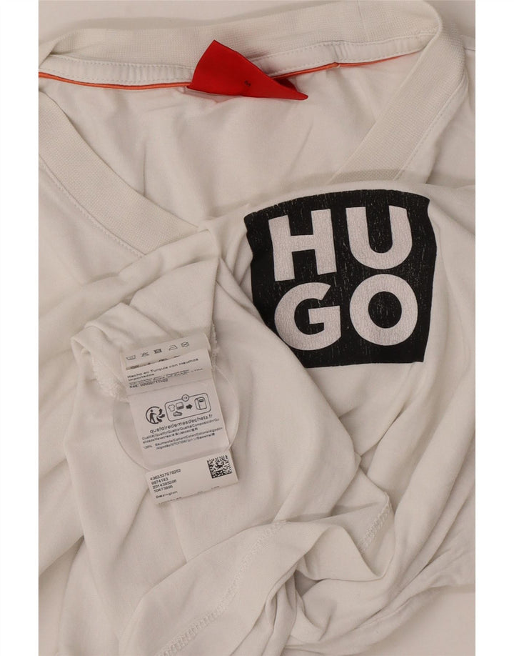HUGO BOSS T-shirt graphique en coton blanc moyen |
