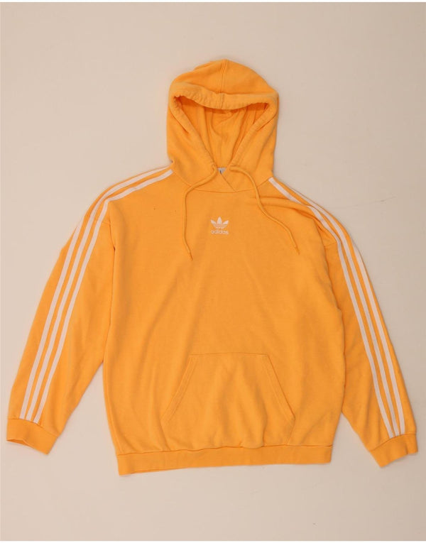 Adidas Womens Oversized Hoodie Jumper UK 12 Medium Orange Cotton