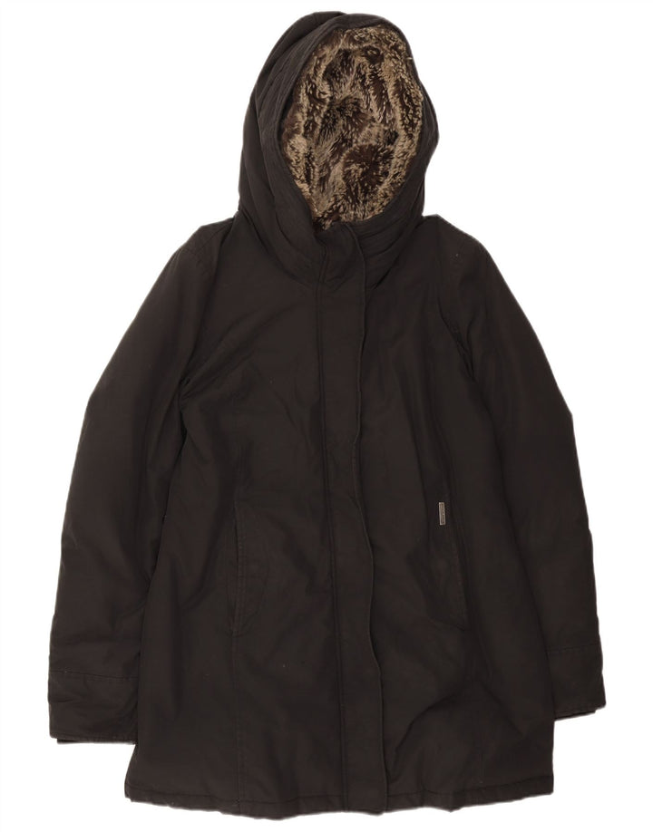 Woolrich Veste matelassée à capuche pour femme UK 14 Medium Noir Coton