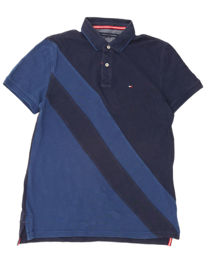 Tommy Hilfiger Polo Homme Large Bleu Marine Rayé Coton