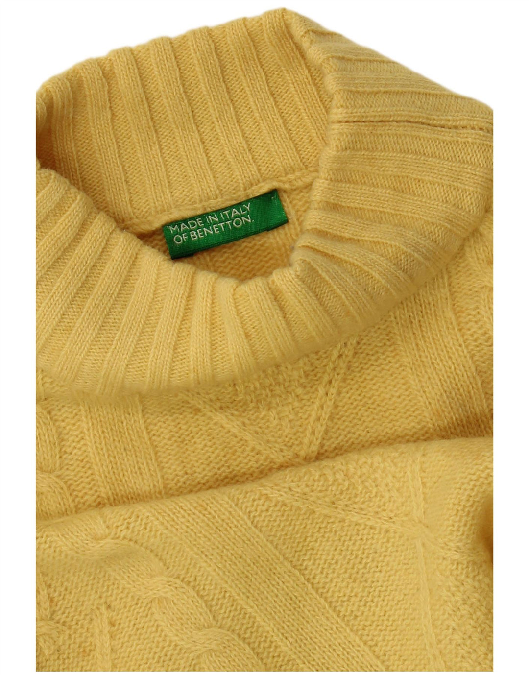 BENETTON Pull col roulé pour femme UK 10 Petit Jaune