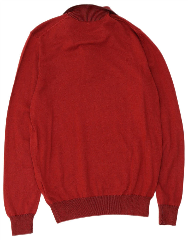 Massimo Dutti Pull à col boutonné pour homme en coton marron moyen