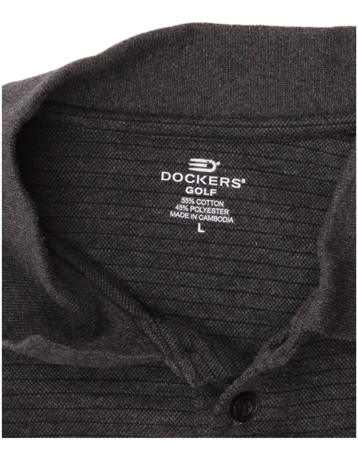 DOCKERS Polo de Golf Homme Large Gris Rayé Coton