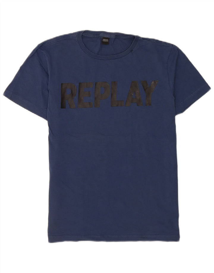 Replay T-Shirt Regular Graphic Homme Bleu Marine Moyen