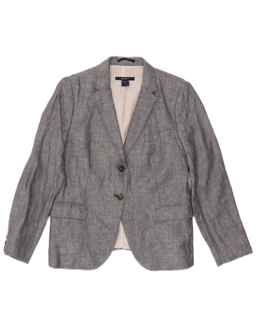 Gant Veste Blazer 2 Boutons Femme UK 16 Grand Lin Gris