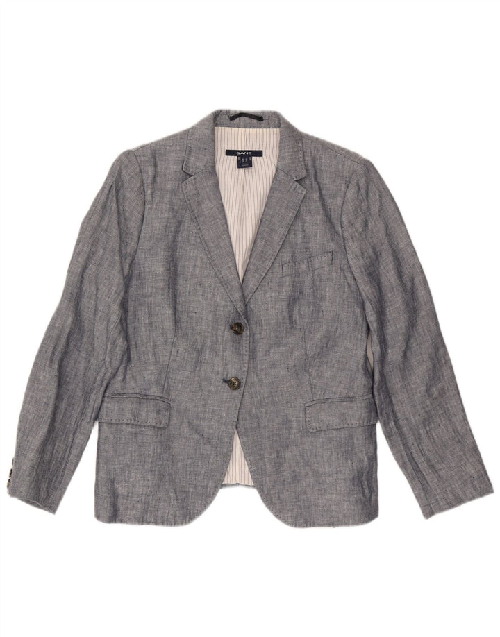 Gant Veste Blazer 2 Boutons Femme UK 16 Grand Lin Gris