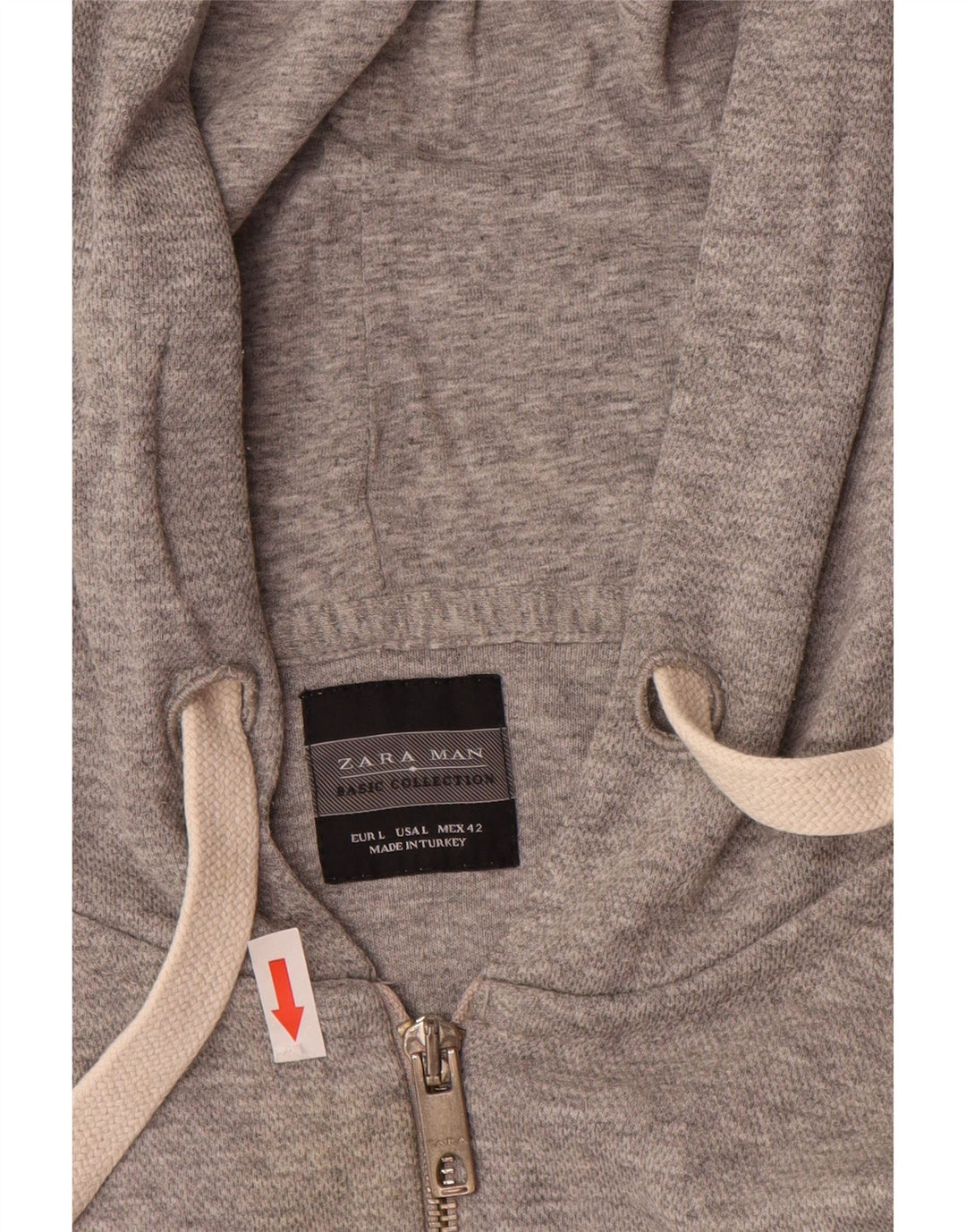 Zara Pull à capuche zippé pour homme, grand gris moucheté