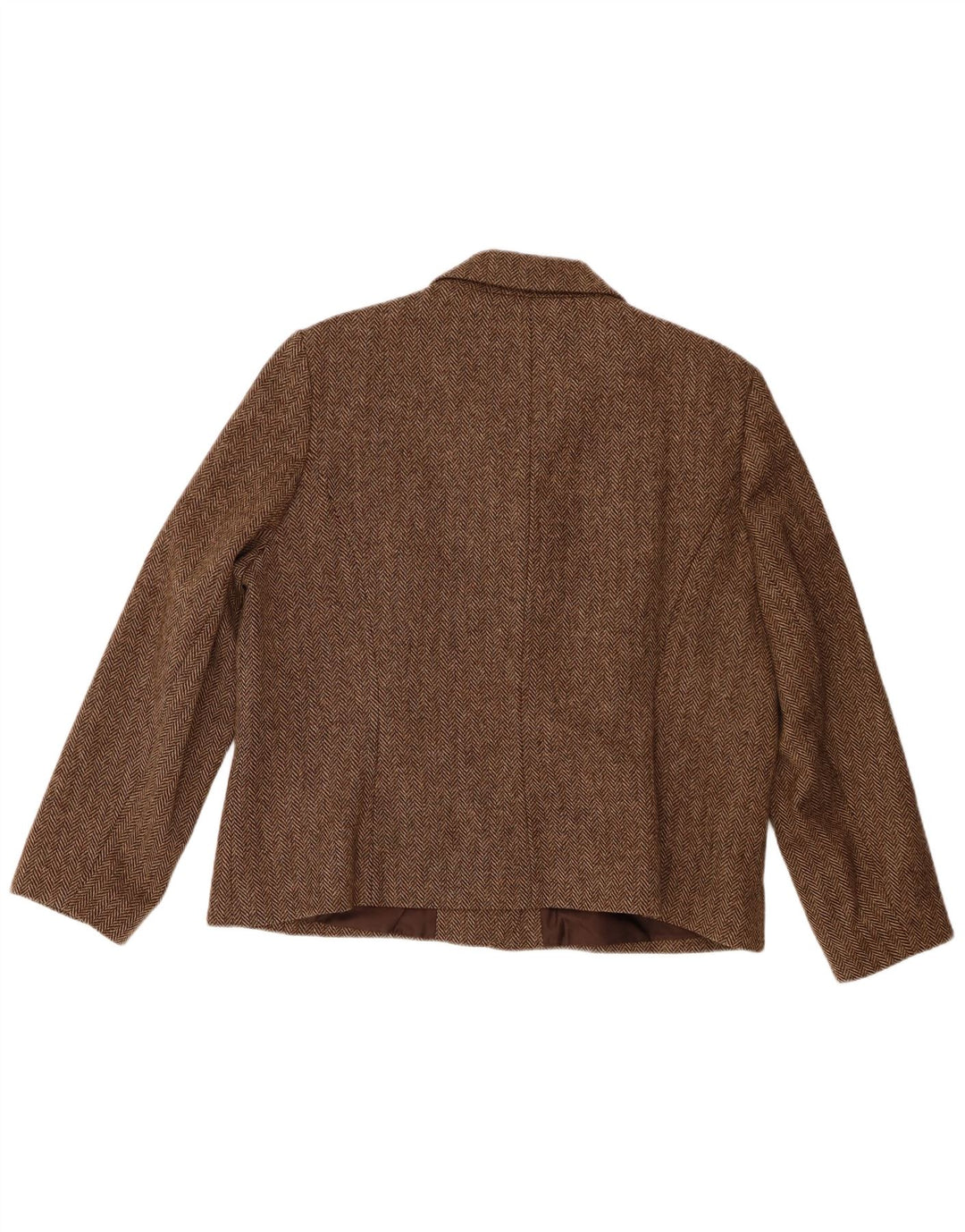 Penny Plain Veste Blazer 4 Boutons pour Femme UK 20 2XL Laine à Chevrons Marron