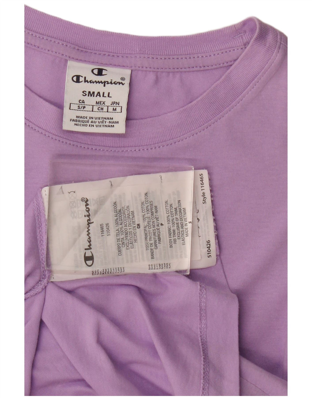 CHAMPION T-Shirt Femme Top UK 10 Petit Violet Coton