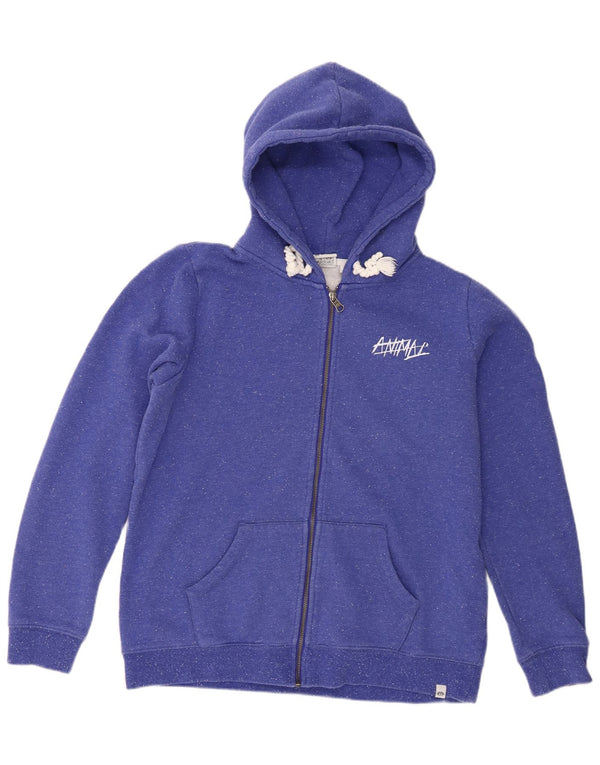 Animal Pull à capuche zippé pour femme UK 14 Grand coton moucheté bleu
