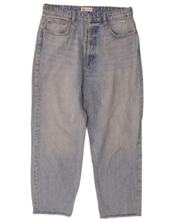 Zara Jean court taille haute fuselé pour femme EU 44 XL W34 L26 Bleu