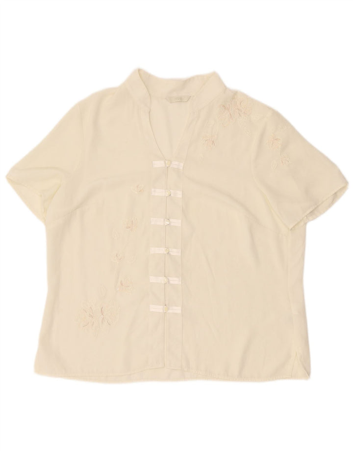 Marks & Spencer Chemisier pour femme UK 16 Large Blanc cassé Floral Polyester