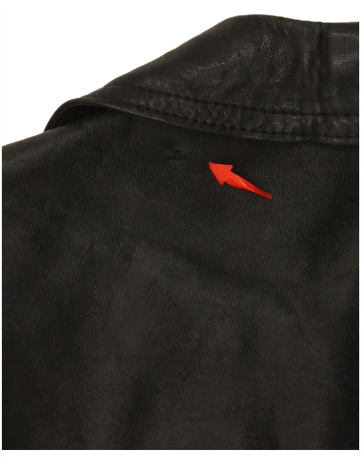 VINTAGE Veste en cuir homme UK 38 Moyen Noir