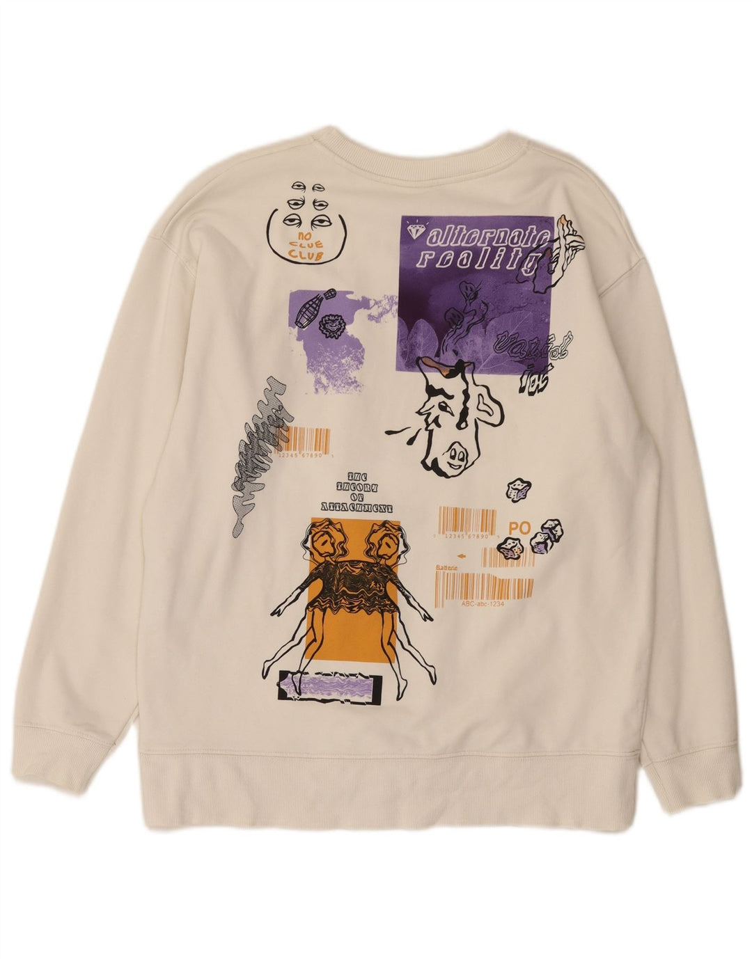 Zara Homme Graphic Sweatshirt Jumper Coton Blanc Moyen