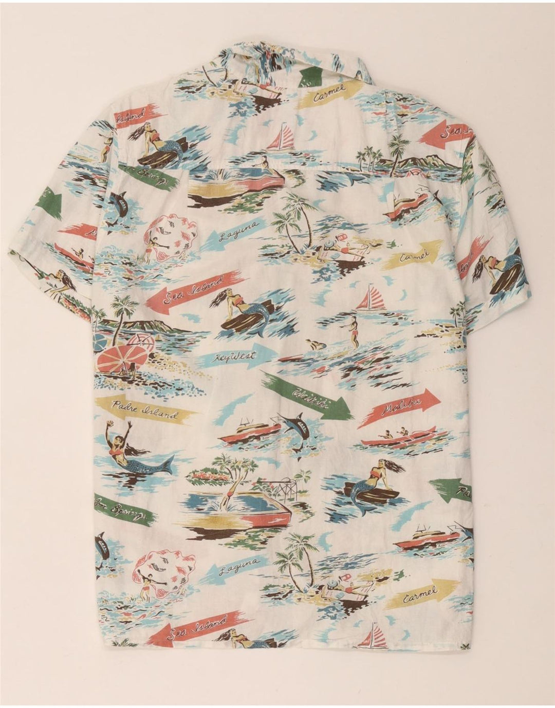 John Lewis Chemise à manches courtes pour homme Motif abstrait Blanc moyen hawaïen