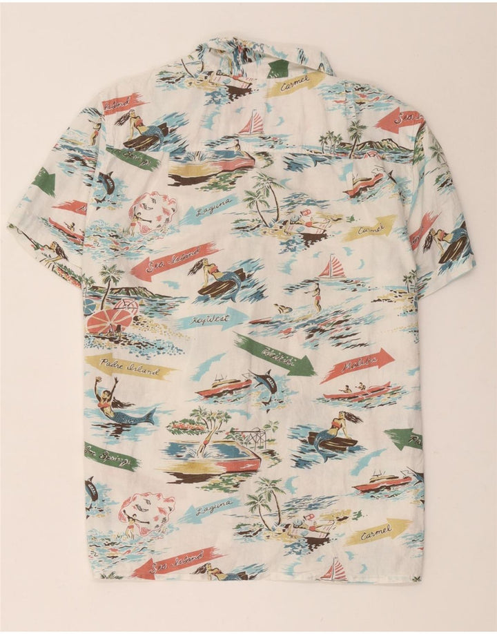 John Lewis Chemise à manches courtes pour homme Motif abstrait Blanc moyen hawaïen