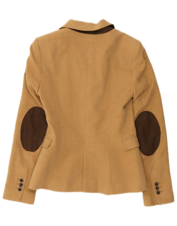 Zara Femme 1 Bouton Blazer Veste UK 6 XS Marron Coton