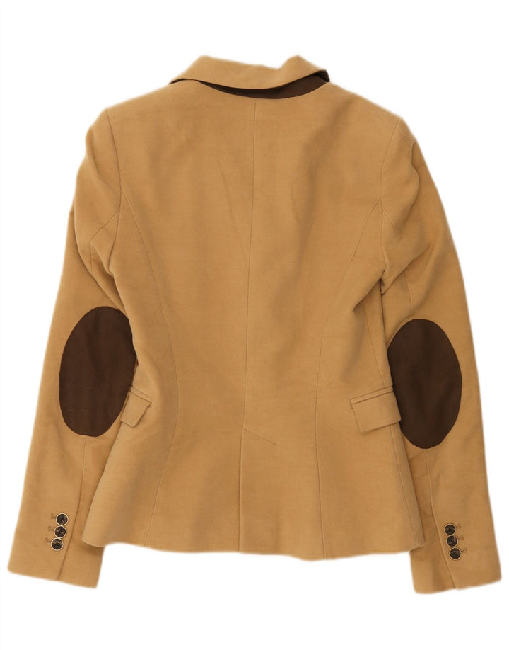 Zara Femme 1 Bouton Blazer Veste UK 6 XS Marron Coton