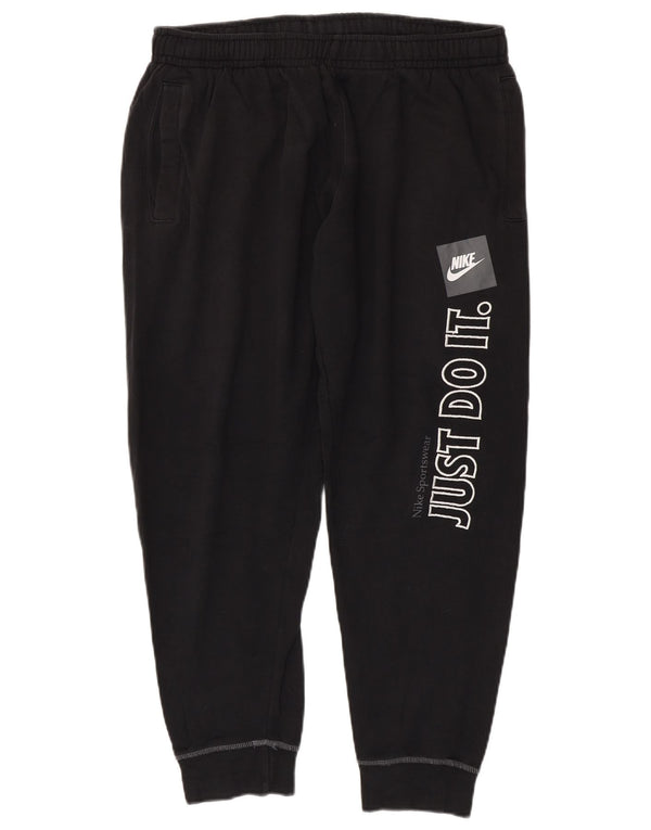 NIKE Pantalon de survêtement graphique pour femme Joggers UK 16 Large Noir Coton