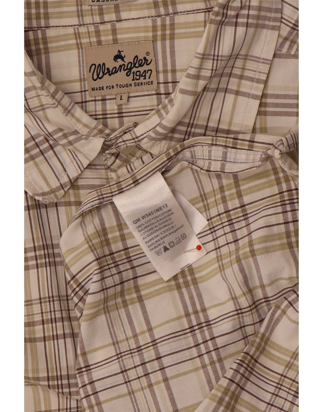 Wrangler Chemise à manches courtes pour homme en coton à carreaux beiges