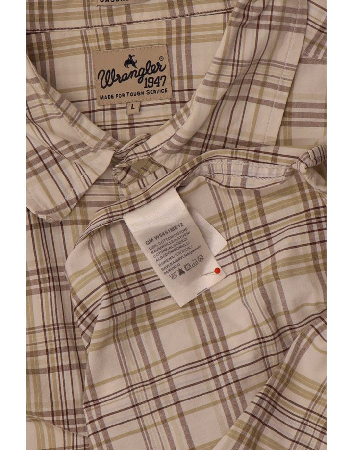 Wrangler Chemise à manches courtes pour homme en coton à carreaux beiges
