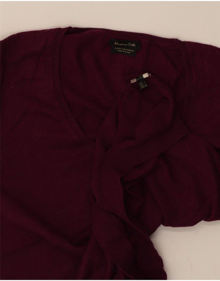 MASSIMO DUTTI Womens Boat Neck Jumper Sweater UK 14 Large Maroon Vintage Massimo Dutti and Second-Hand Massimo Dutti from Messina Hembry 