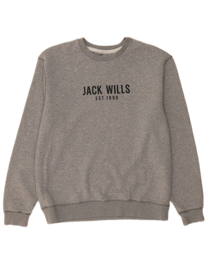 JACK WILLS Sweat-shirt graphique pour homme en coton gris Taille L