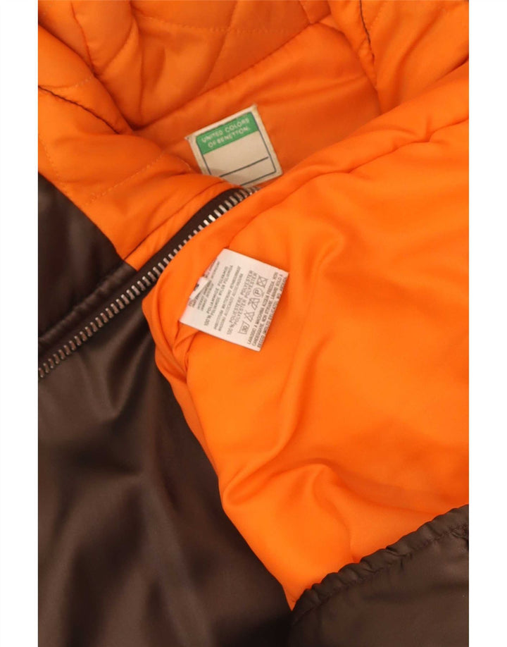 Benetton Veste Parka surdimensionnée à capuche pour femme UK 10 Small Marron Polyamide