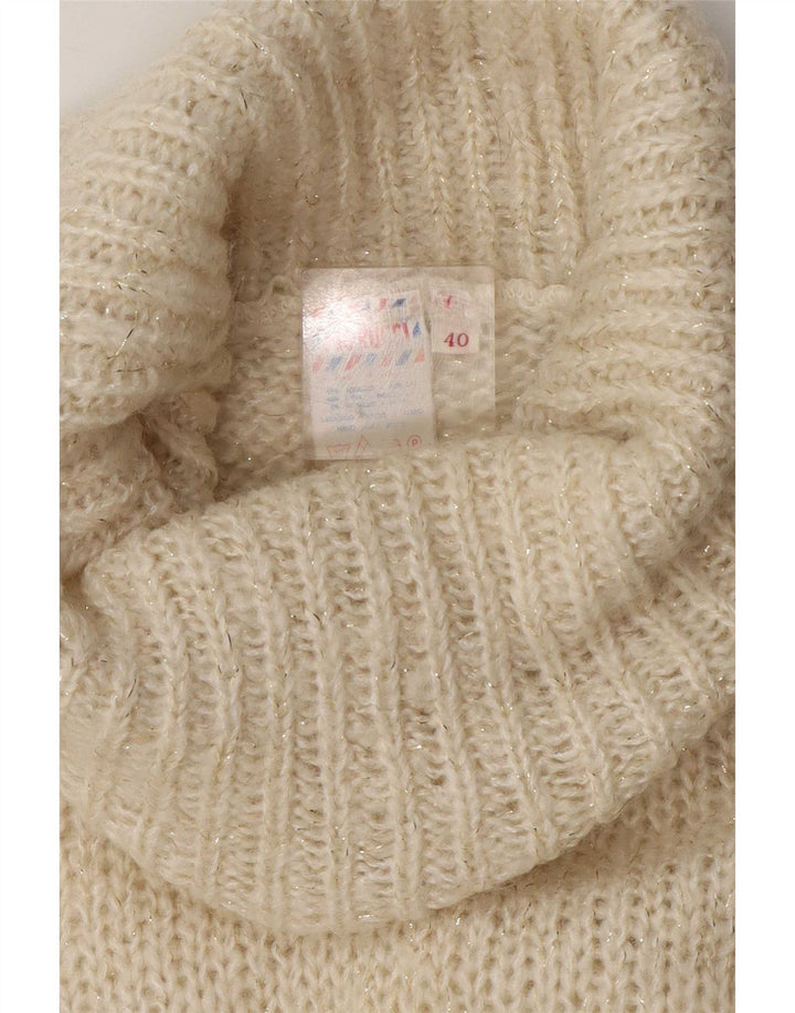 Fiorucci Pull col roulé pour femme EU 40 Medium Blanc Rétro
