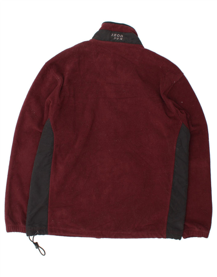 IZOD Mens Fleece Jacket UK 40 Large Burgundy Colourblock Polyester Vintage Izod and Second-Hand Izod from Messina Hembry 