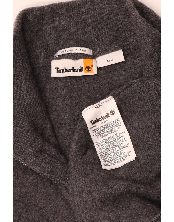 Timberland Pull à col zippé pour homme en laine mouchetée grise