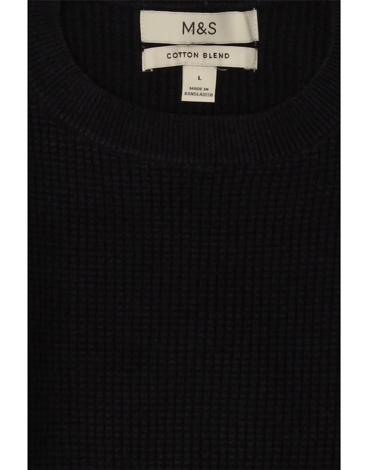 MARKS & SPENCER Pull à col rond pour homme en coton bleu marine Taille L