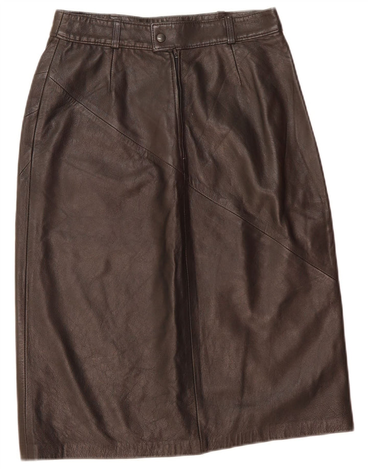 jupe en cuir femme vintage W26 petit cuir noir