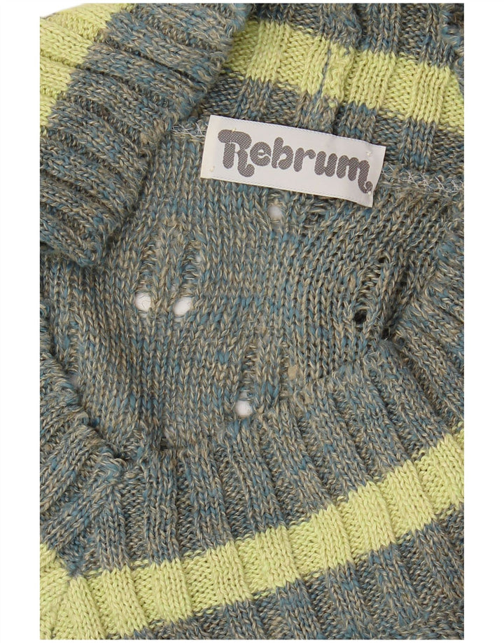 VINTAGE Pull col V femme UK 18 XL Gris