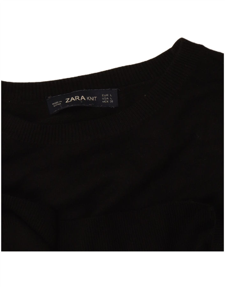 Zara Pull ras du cou pour femme UK 14 Large Noir